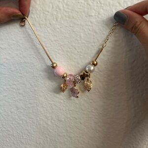 Gold-Tone Pink Bead Charm Bracelet - Women's Jewelry